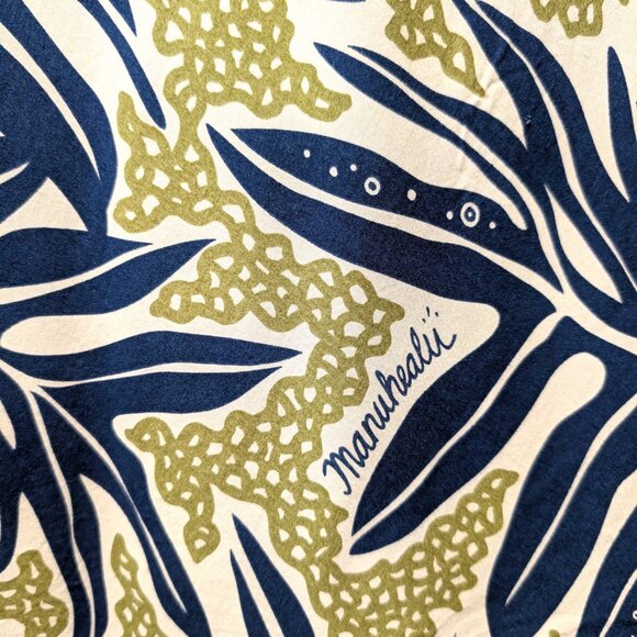 Vintage Manuheali'i Womens Sz S/M? Blue White Aloha Hawaiian Self Tie S/S Dress - Picture 7 of 9